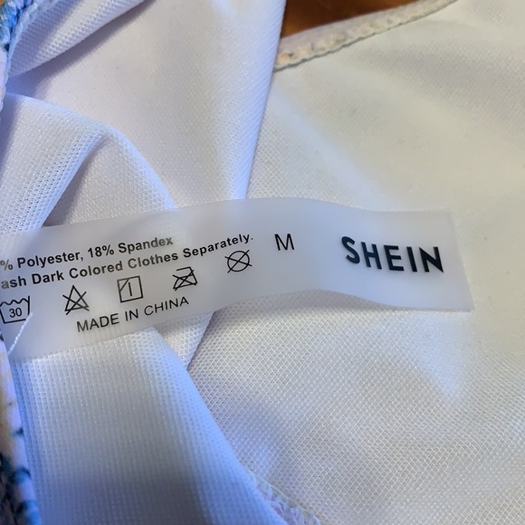 Shein 2 piece Bikini Swim Wear Size Medium Pink Blue Snake Skin Print Cheeky - Picture 11 of 12